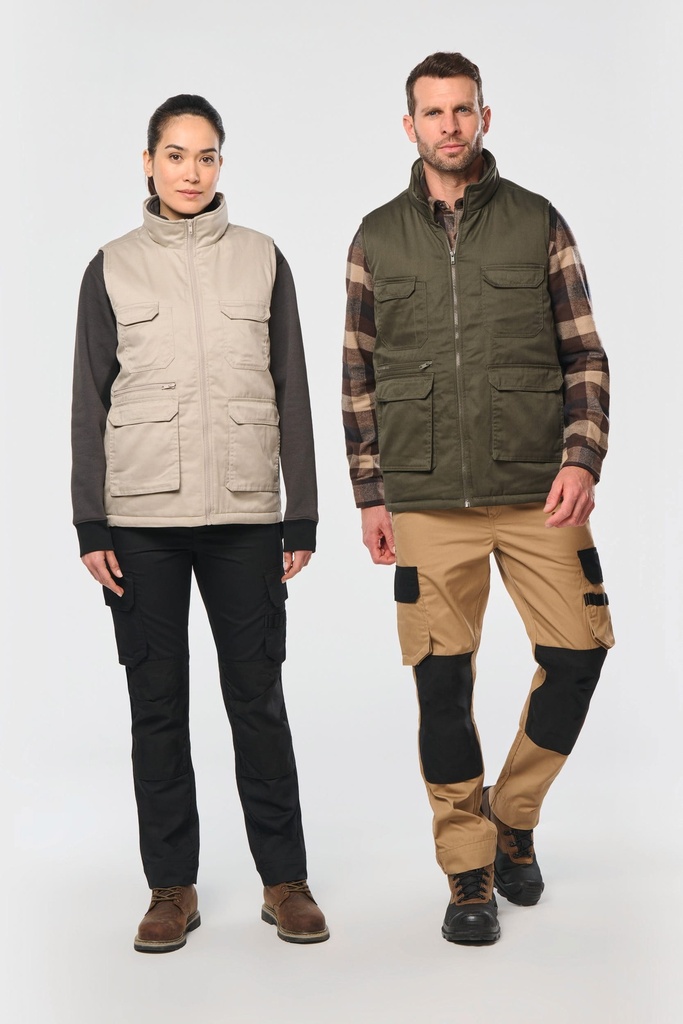 Gilet polycoton multipoches rembourré unisexe (XS)