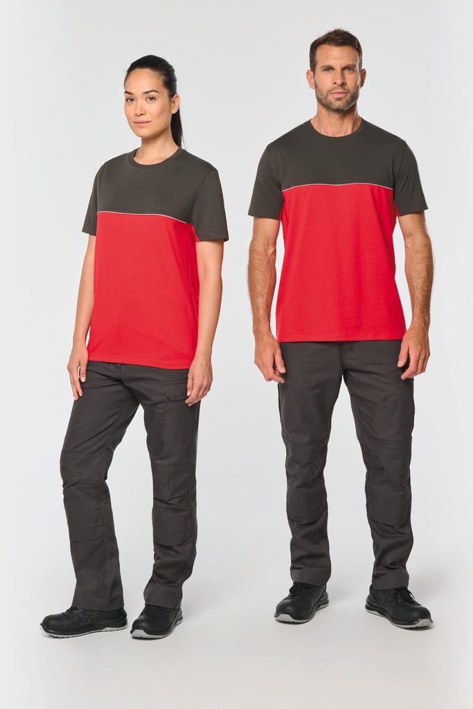 T-shirt bicolore écoresponsable manches courtes unisexe (XS)