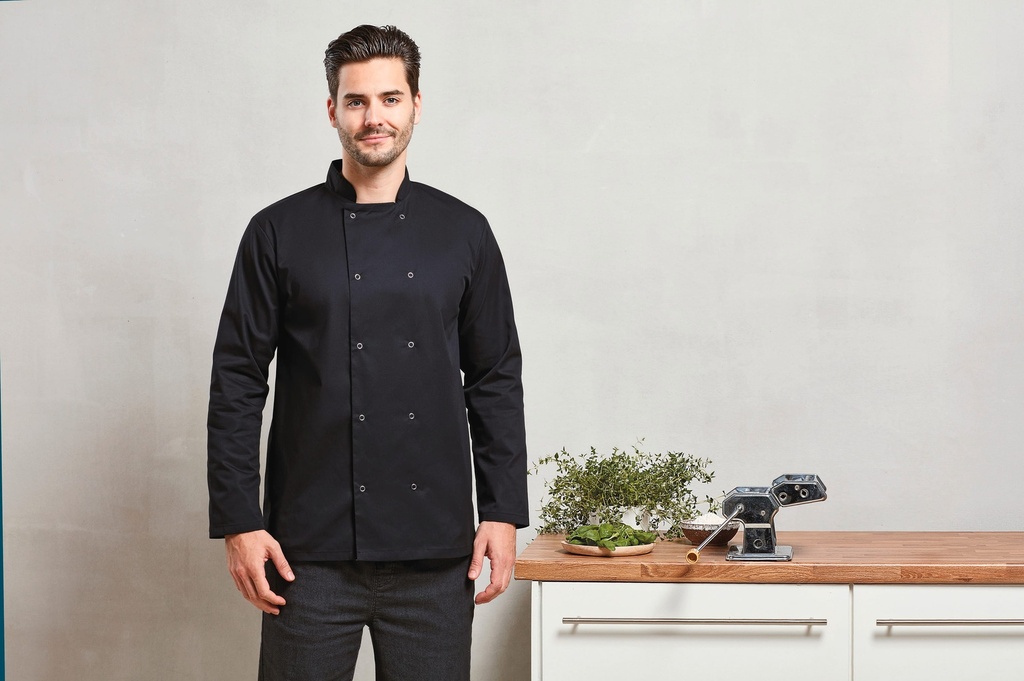 Veste de cuisine manches longues à boutons pression (XS)