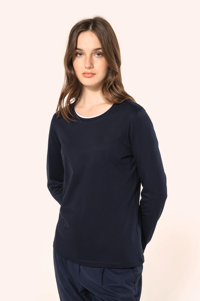 T-shirt Supima® col rond manches longues femme (XS)