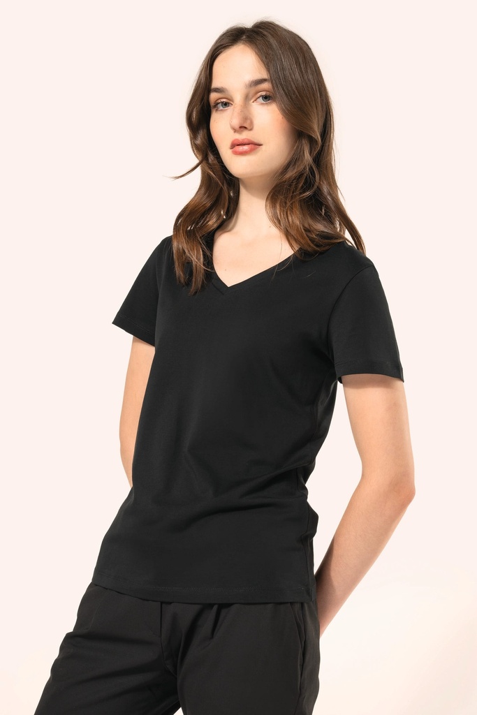 T-shirt Supima® col V manches courtes femme (XS)