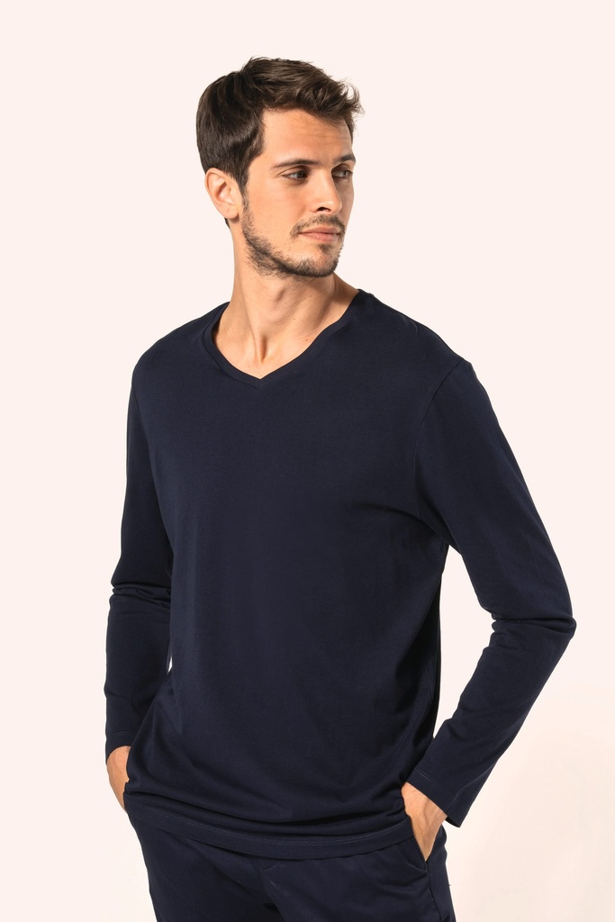 T-shirt Supima® col V manches longues homme (S)