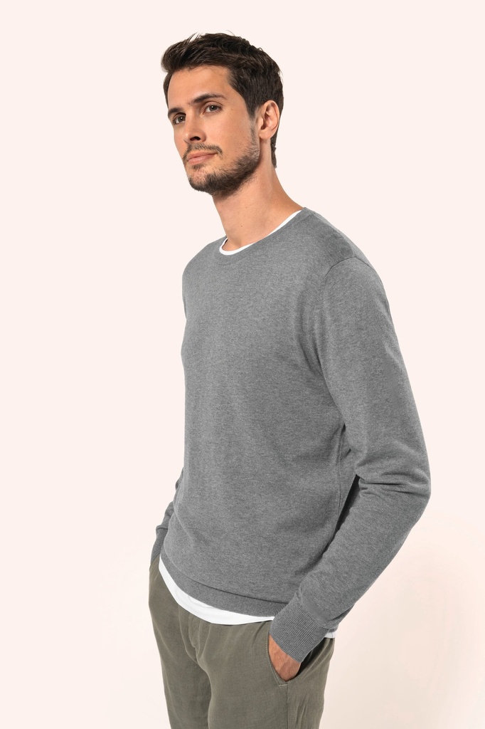 Pull Supima® col rond homme (S)