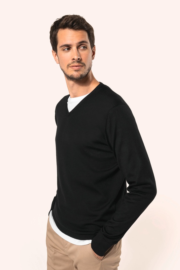 Pull Mérinos col V homme (S)