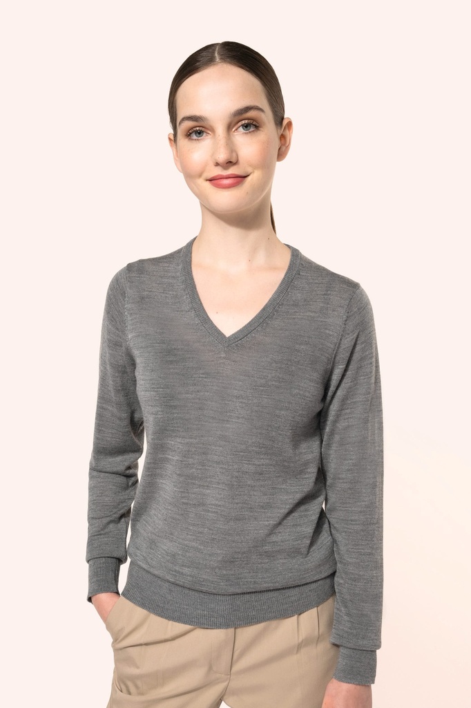 Pull Mérinos col V femme (XS)