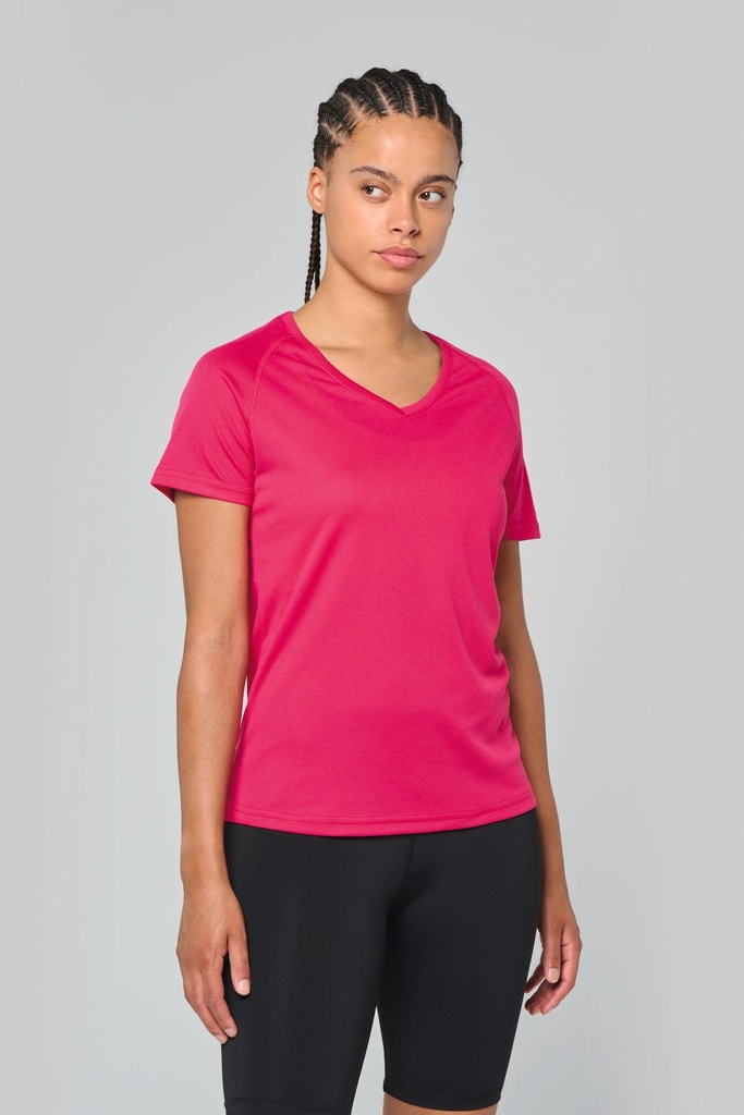 T-shirt de sport manches courtes col v femme (XS)