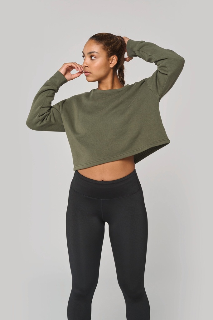 Sweat-shirt crop col rond femme (XXS)