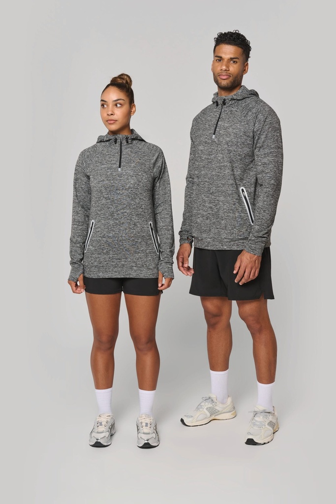 Sweat-shirt à capuche 1/4 zip sport unisexe (XS)