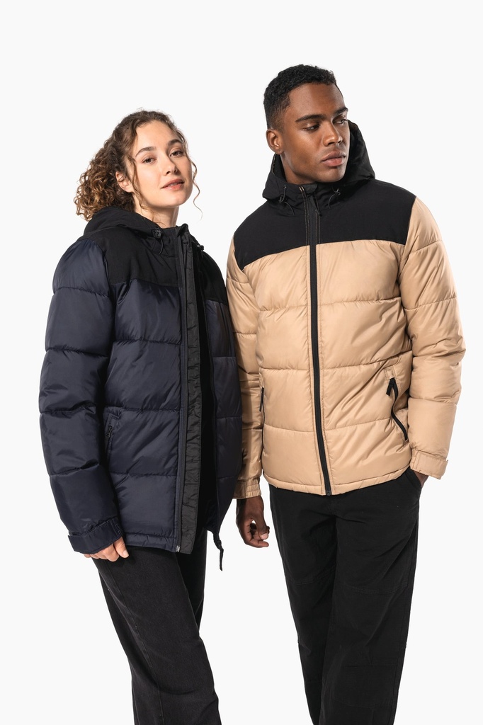 Parka matelassée à capuche bi-ton unisexe (XS)