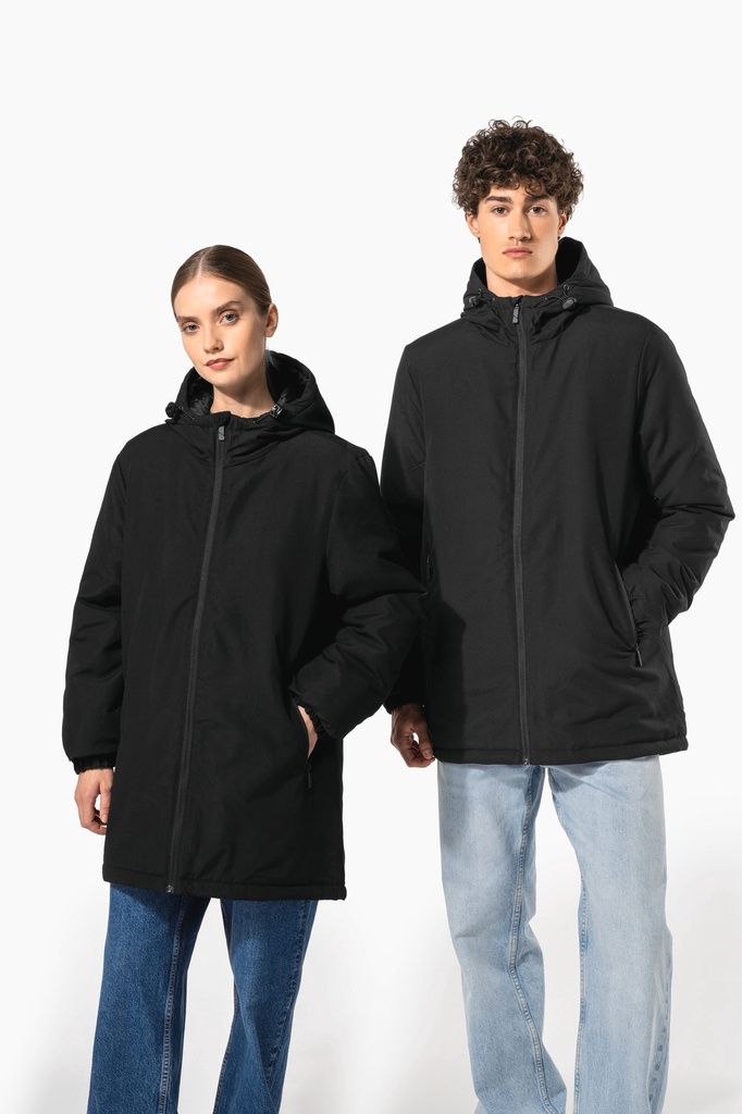 Parka à capuche recyclée unisexe (XS)