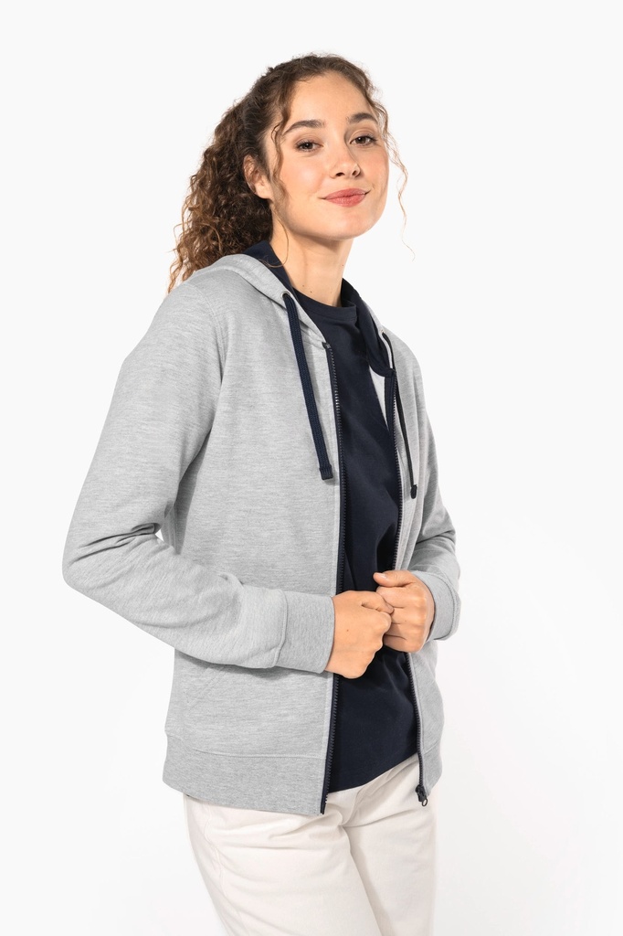 Sweat-shirt zippé capuche contrastée femme (XS)