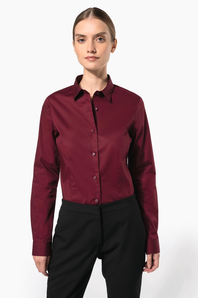Chemise coton / élasthanne manches longues femme (XS)