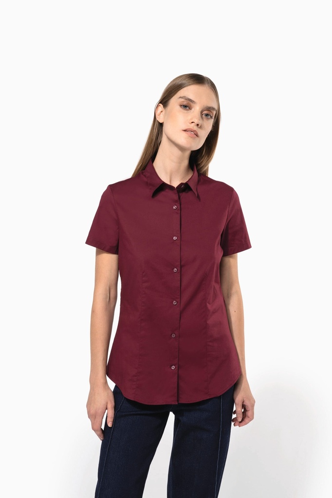 Chemise coton / élasthanne manches courtes femme (XS)