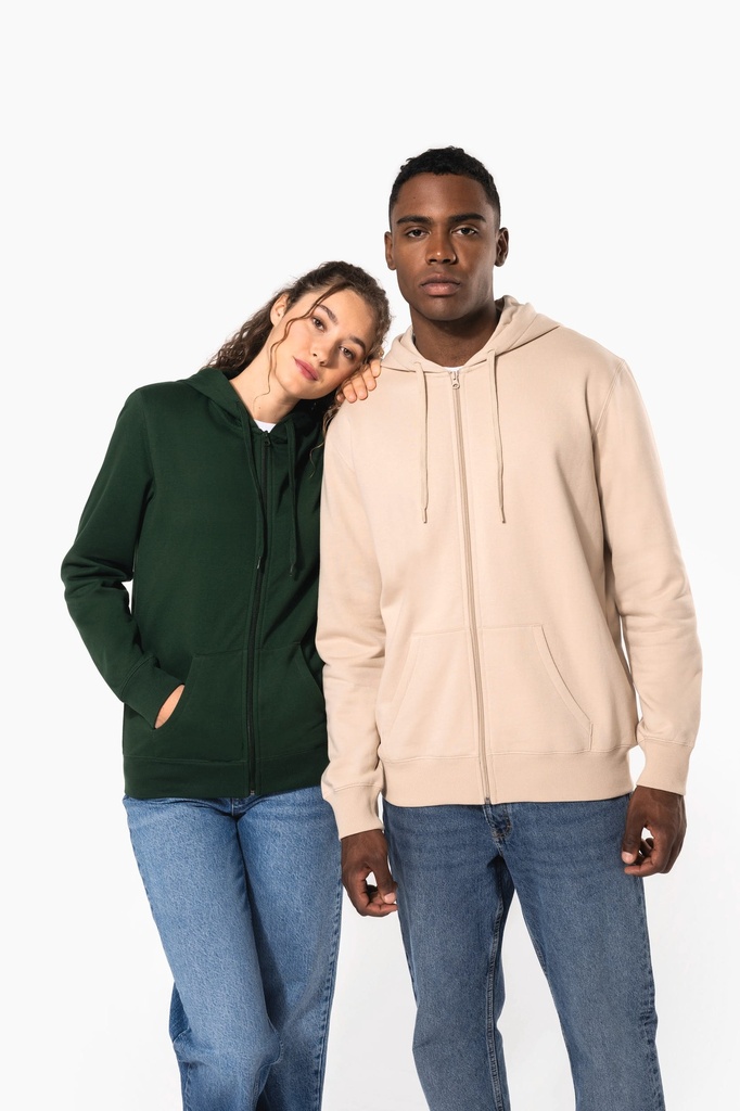 Sweat-shirt recyclé zippé à capuche unisexe (XS)