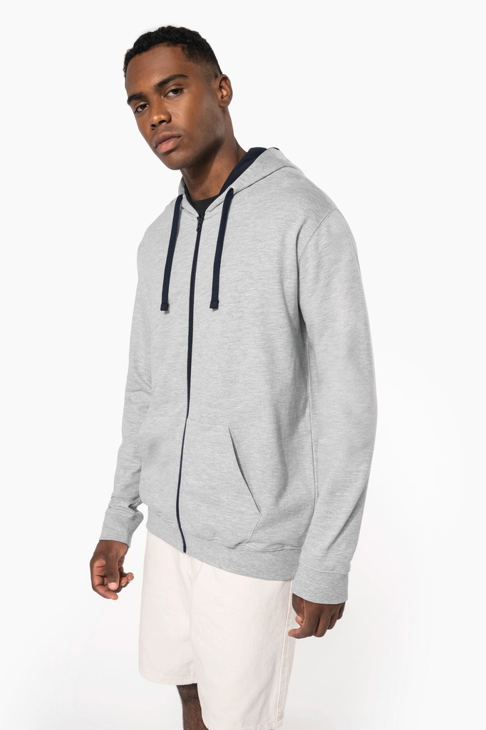 Sweat-shirt zippé capuche contrastée (XS)
