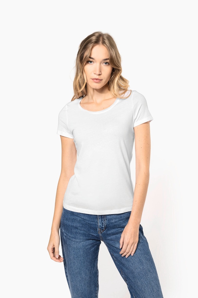 T-shirt Bio col à bords francs manches courtes femme (XS)