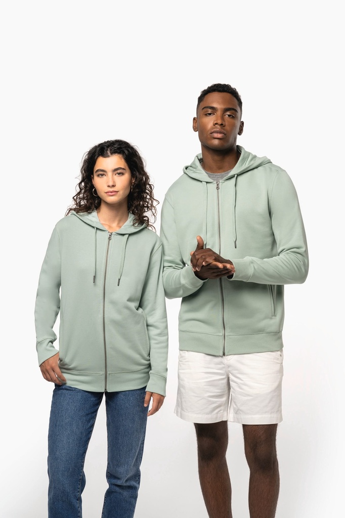 Sweat-shirt french terry écoresponsable zippé à capuche unisexe (XXS)