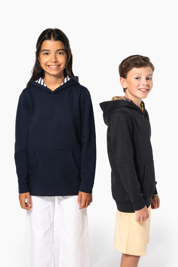 Sweat-shirt à capuche contrastée à motifs enfant unisexe (12/14 ans)