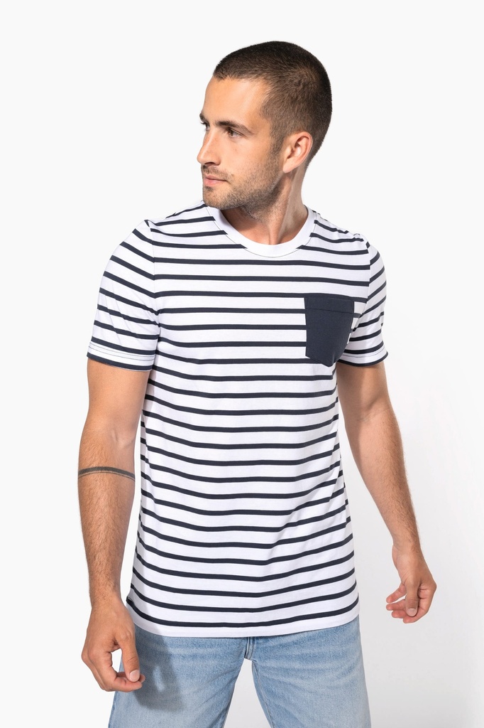 T-shirt rayé marin avec poche manches courtes homme (XL​)