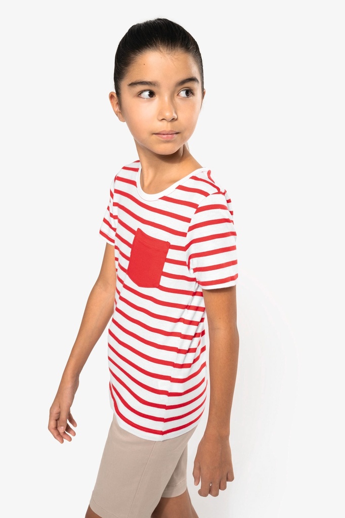 T-shirt rayé marin avec poche manches courtes enfant (12/14 ans)