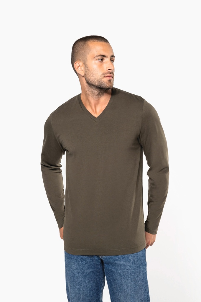 T-shirt col V manches longues homme (S)