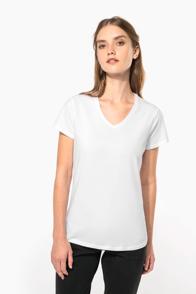 T-shirt col V manches courtes femme (S)