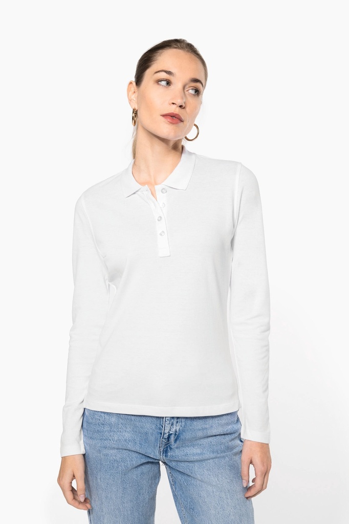 Polo piqué manches longues femme (XS)