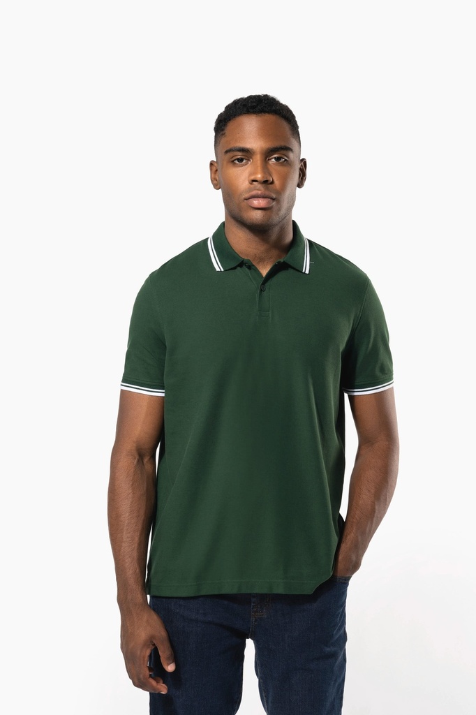 Polo homme manches courtes à liserés contrastés (S)